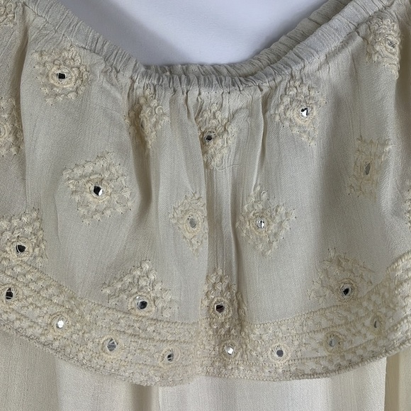 Lovestitch off shoulder sleeveless top w/ mirror embellishments Sz L - Picture 2 of 8